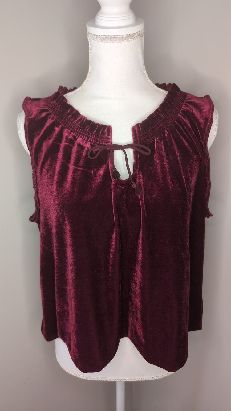 Free People Velvet Tank Small Burgundy Boho Sleeveless Top